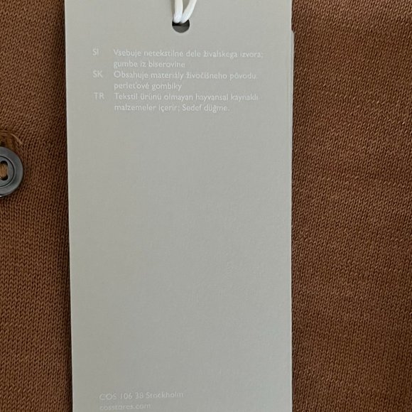 NEW with tags COS knit long sleeve polo shirt brown & beige men’s small rare - Picture 14 of 16